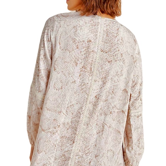 Anthropologie Mini Dress Tunic Coverup Camilla Snake Print Crochet Henley NEW M - Picture 4 of 16